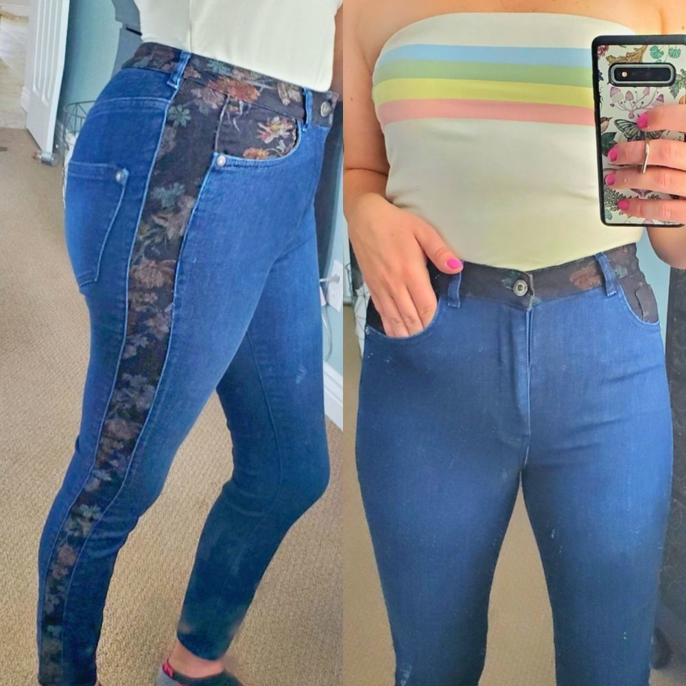 Anthropologie Pilcro & the Letterpress Ultra High Rise Floral Trim Skinny Jean